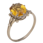 Witgouden ring met briljant en citrien